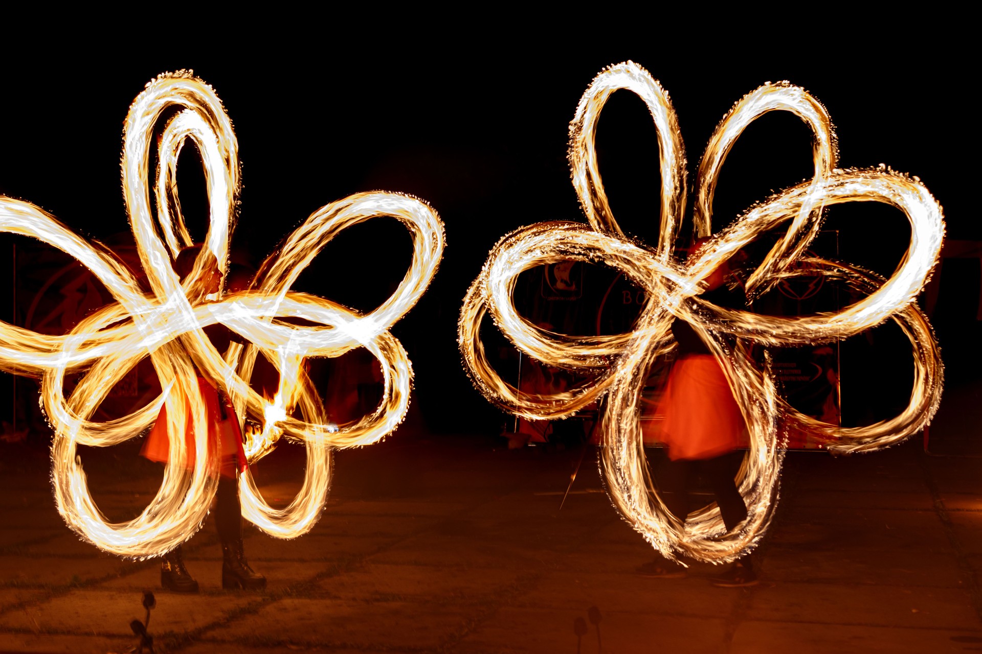 Fire show, rotation of fire